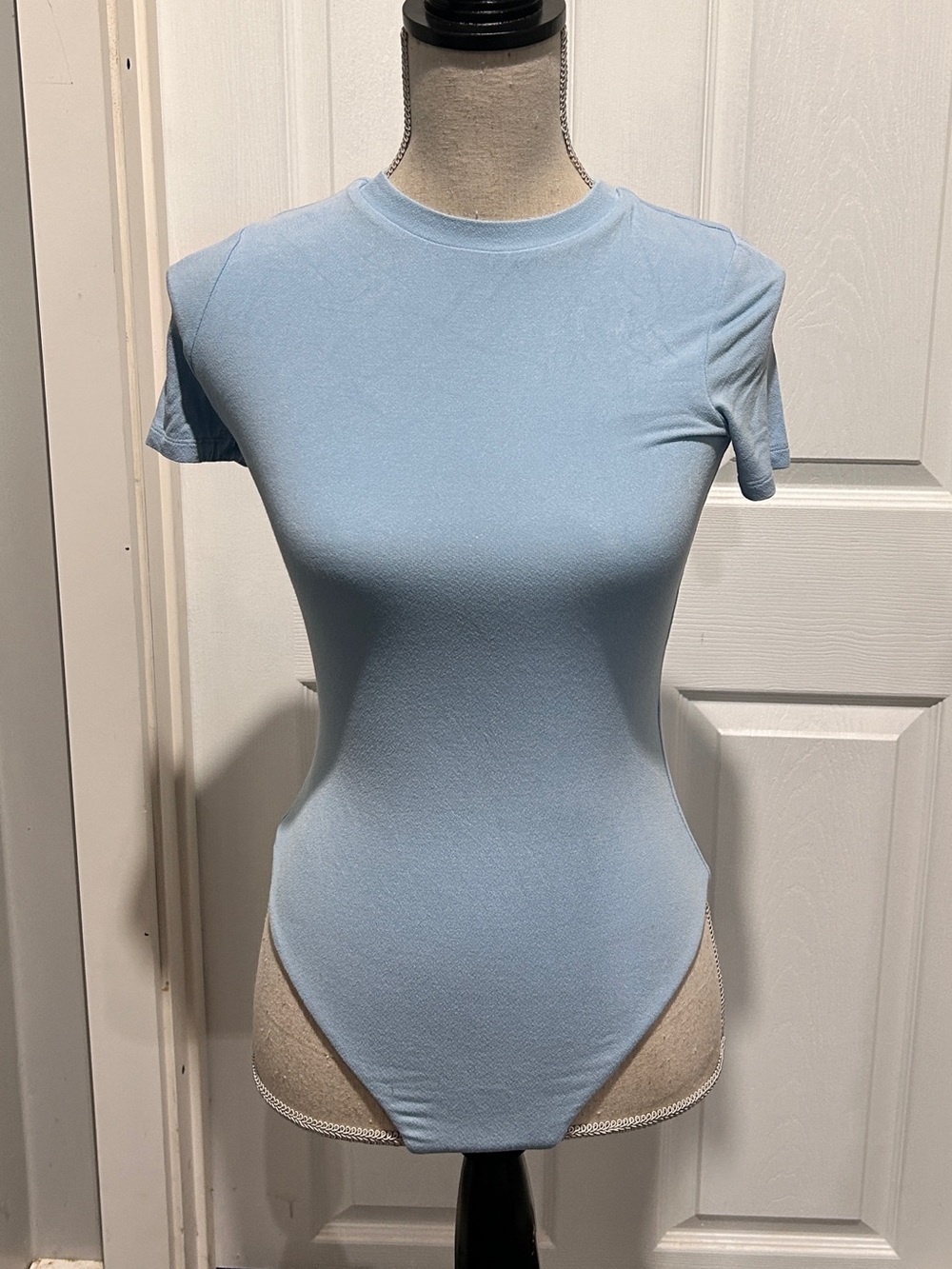 naked wardrobe Light Blue Short Sleeve Bodysuit